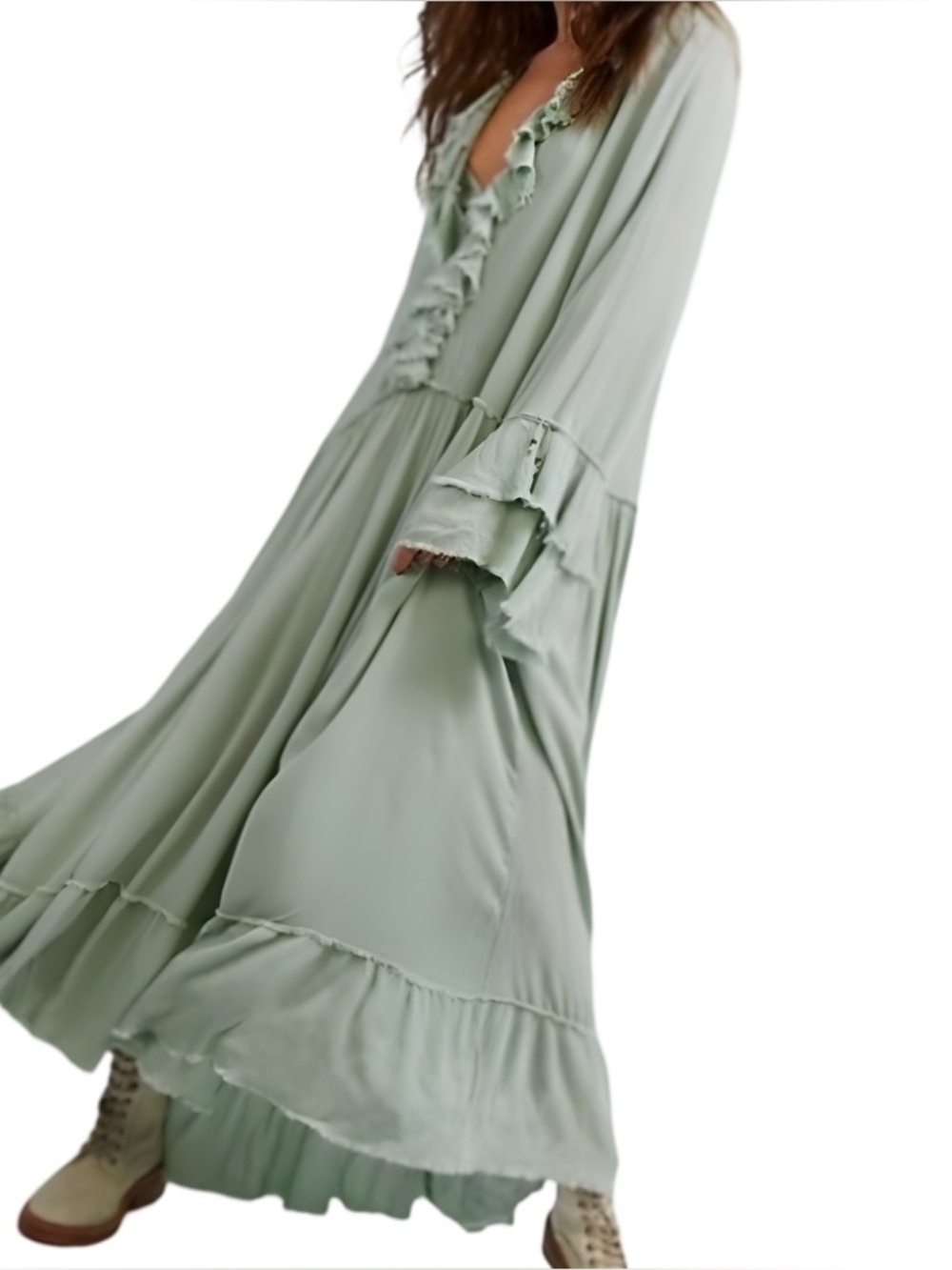 🍵Free People Sweet Darling Maxi Dress in Minted Jade, Size Medium